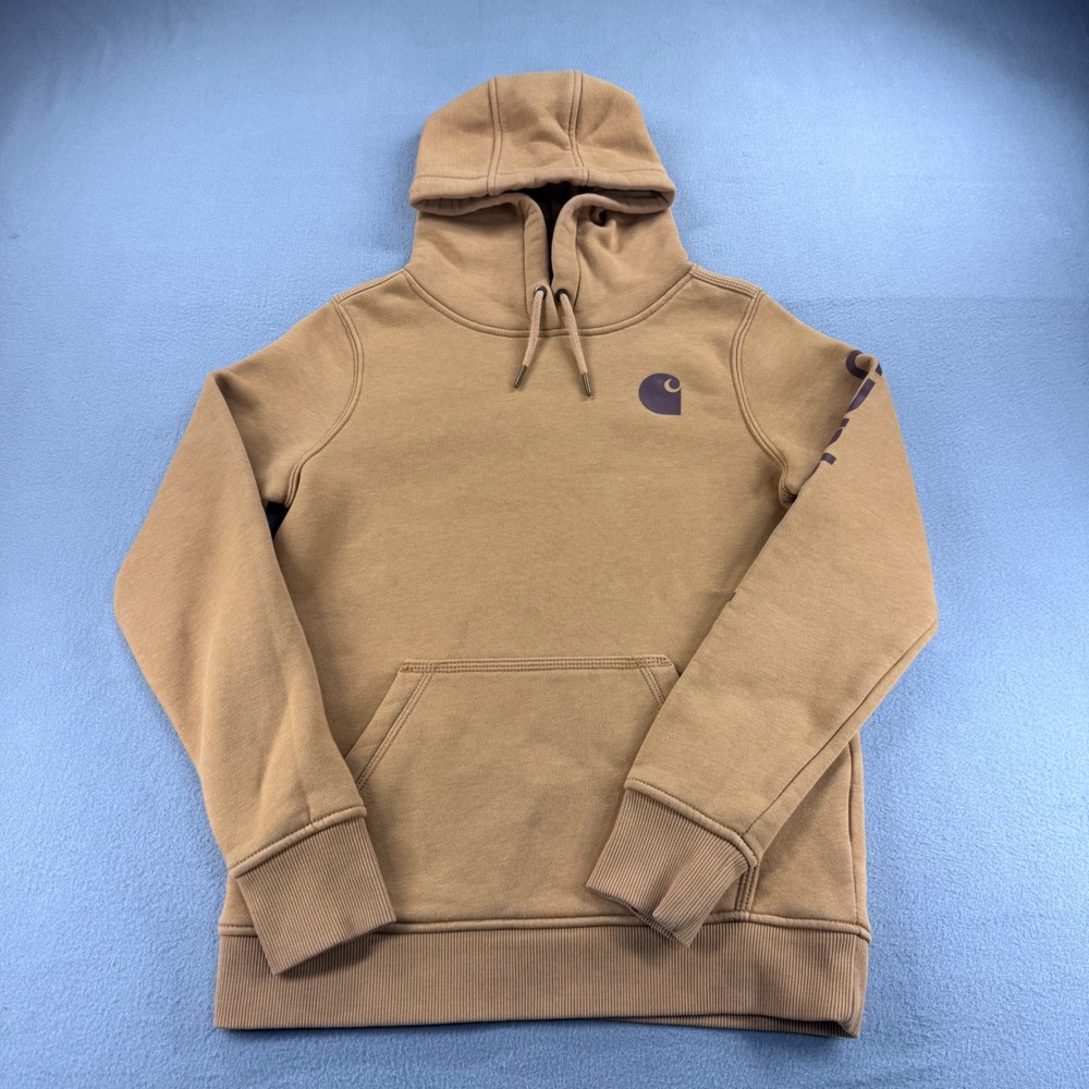 Carhartt WIP Chase Hoodie Hamilton Brown Purple Logo Sweatshirt Mens XS